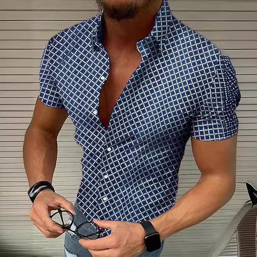 designer t shirt Summer Casual Shirts Men's short-sleeved shirt with polka dot print top Size: S-3XL (European Size)