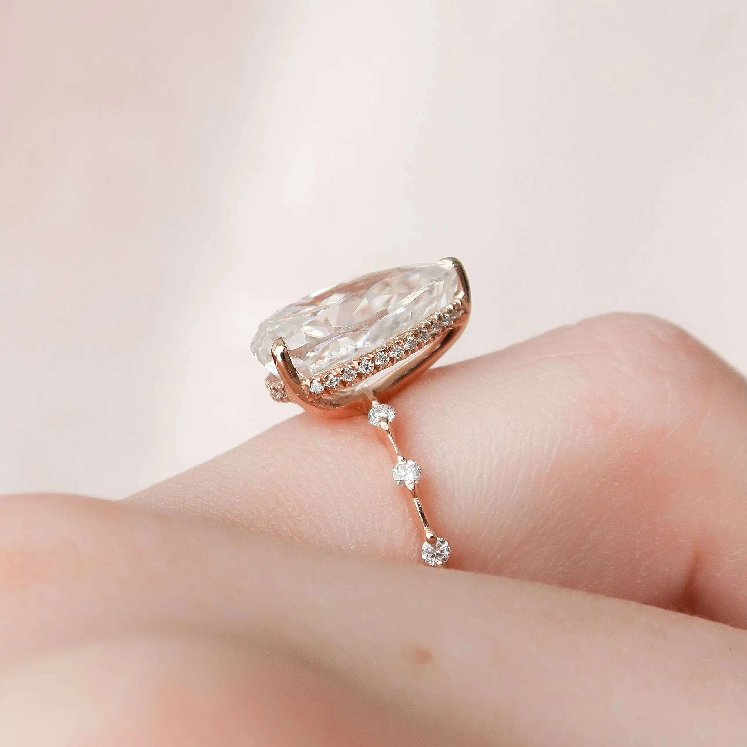4 Ct Elongated Pear Cut Moissanite Engagement Ring-Elegant and Durable Wedding Jewelry
