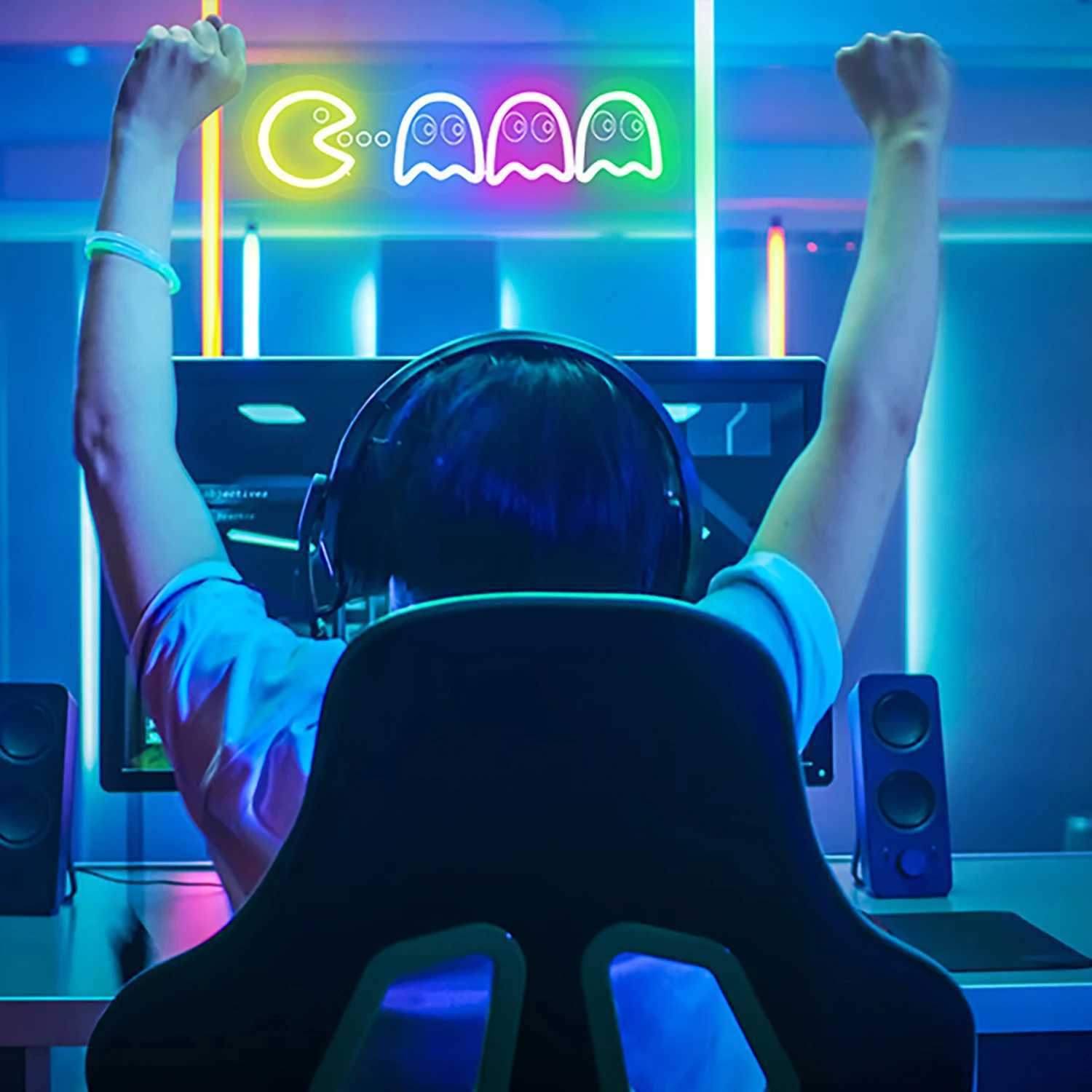 1 piece of retro ghost arcade game LED neon sign suitable for game rooms mens nest parties birthday gifts bars clubs Z250618