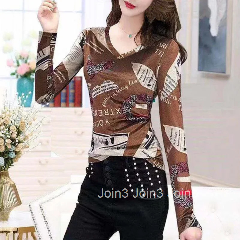 Tie Dye Slim Korean Style Long Sleeve T Shirt for Women Tee Streetwear Basic 90s Vintage One Pieces Y2k Kpop Goth Yk2 Tops Woman