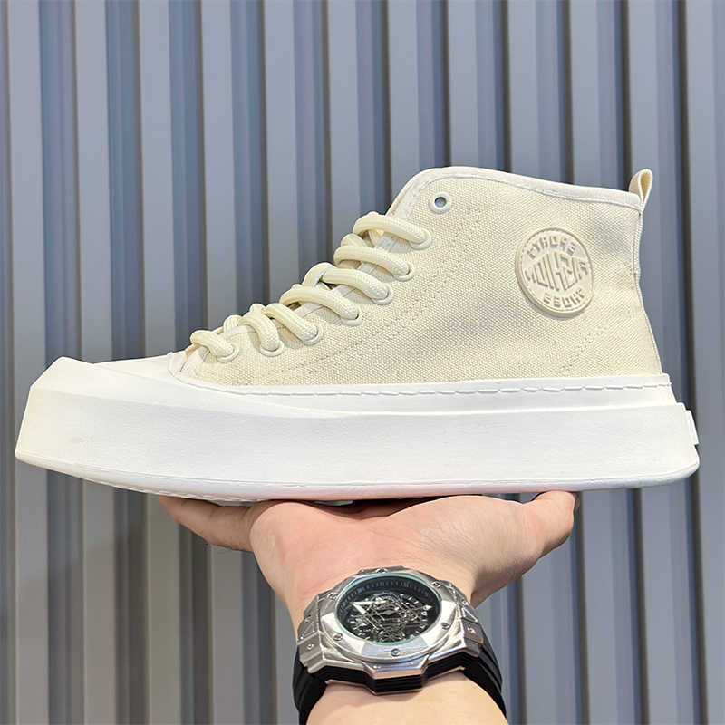 Men S New Spring High Top Canvas Versatile Breathable Casual Shoes Casual Shoes Thick Soled Height Increasing Sneakers Mid Top Ankle Boots Ddmysaturn
