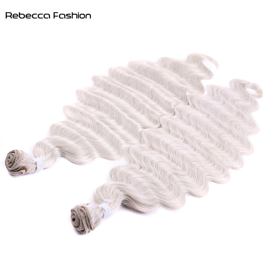 Rebecca Fashion Synthetic Hair 30 Inch Body Wave Synthetic Hair Extensions Ombre Blonde Brown Fake Hair Bundles Super Long Hair Weave