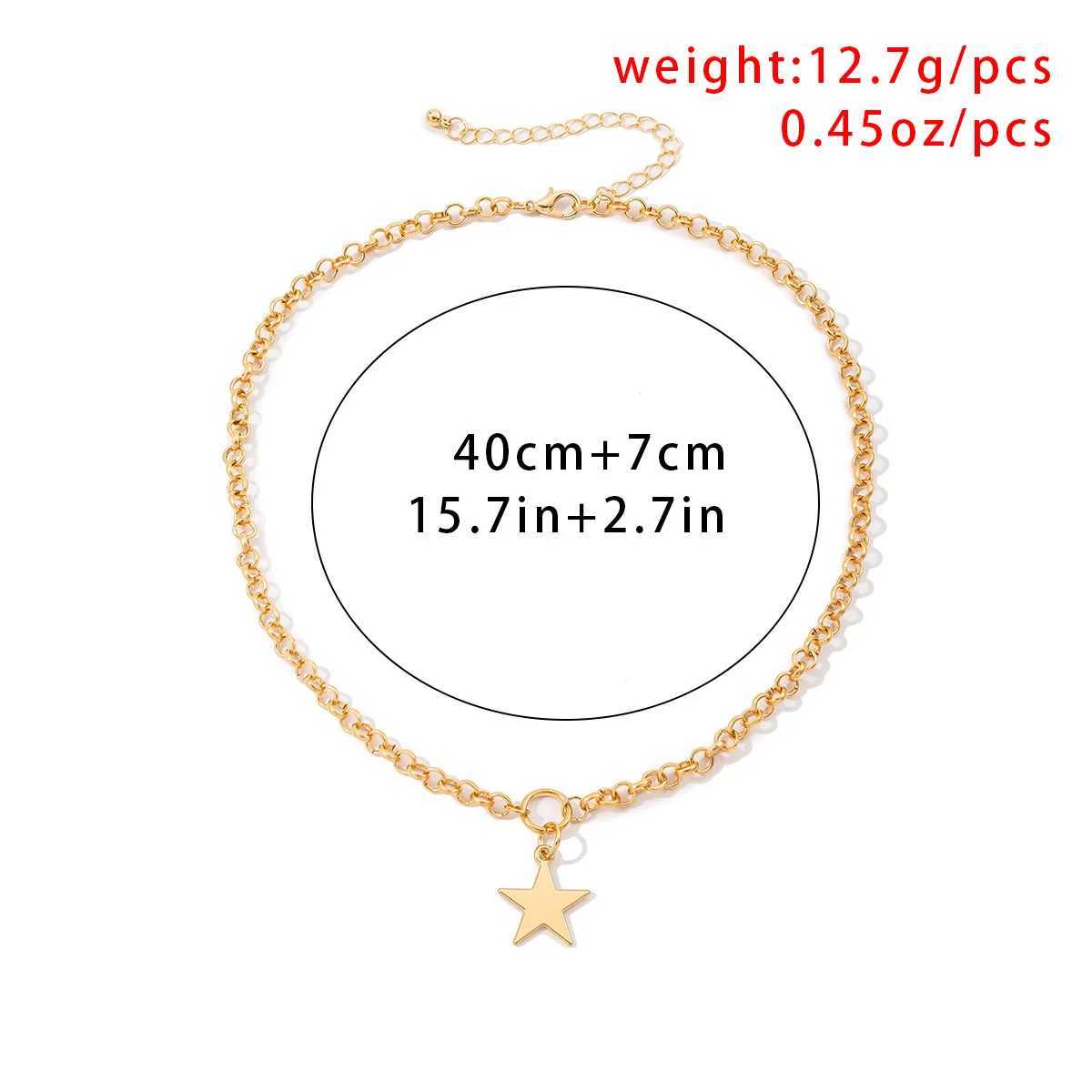 Boho Metal Star Pendant Clavicle Necklace Ladies 2022 Vintage Creative Gold Color O Word Chain Necklaces Girls Fashion JewelryC250617