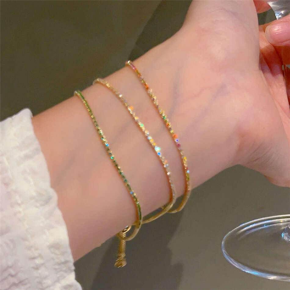 Colorful Pull Rope Micro Paved Zircon 2024 Ins Style Korean Version Exquisite High-end Feel Bracelet Versatile Hand Jewelry