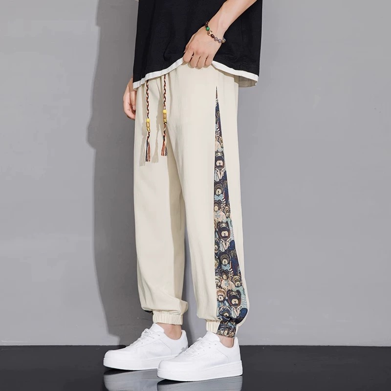 Designer Men's Summer New Arrival Ice Silk Quick-Dry Straight-Leg Pants Summer Loose Wide-Leg Casual Long Pants for Teenagers