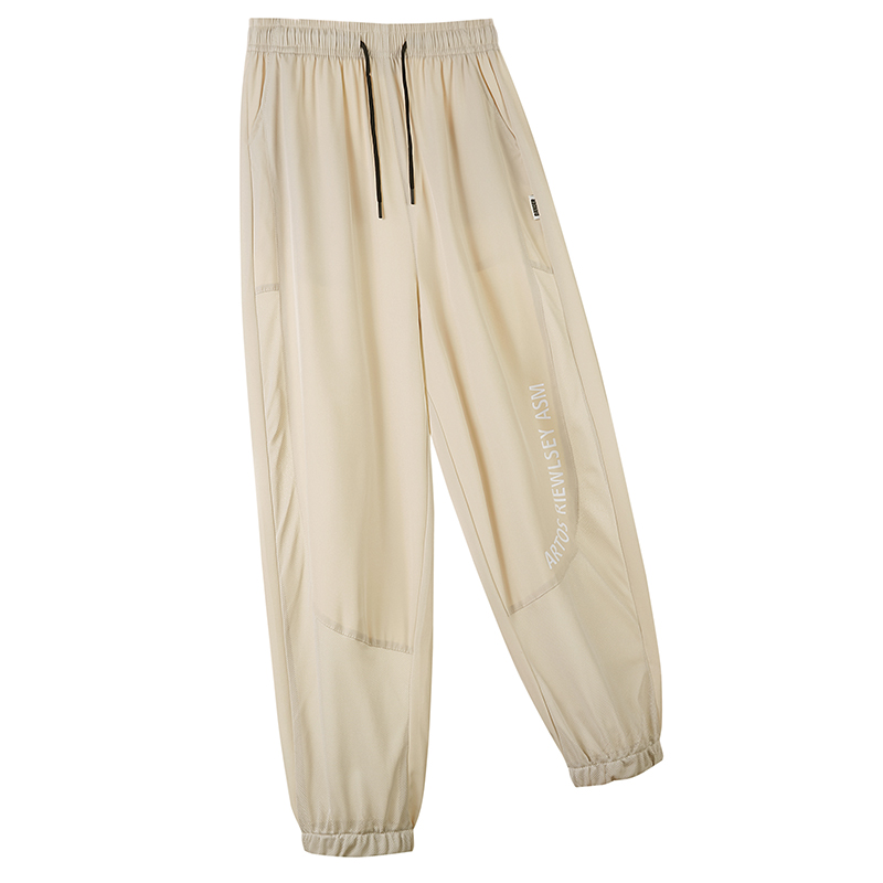 Men's Ice Silk Mesh Hollow Casual Pants - Summer Thin Streetwear Plus Size: Loose Ankle-Tied Breathable Sports Long Trousers