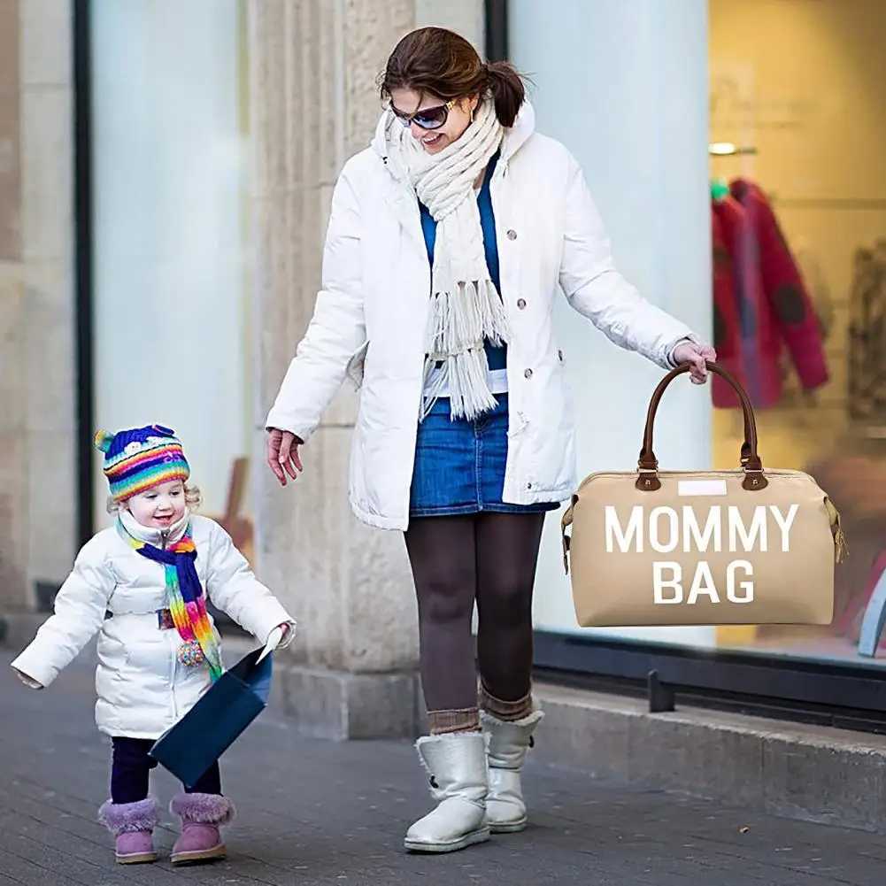 Embroidered Diaper Bag Large Capacity Letters Double Handle Strap Mommy Storage Bag Travel Nursing Baby Diaper Pouch For Outdoor W250618