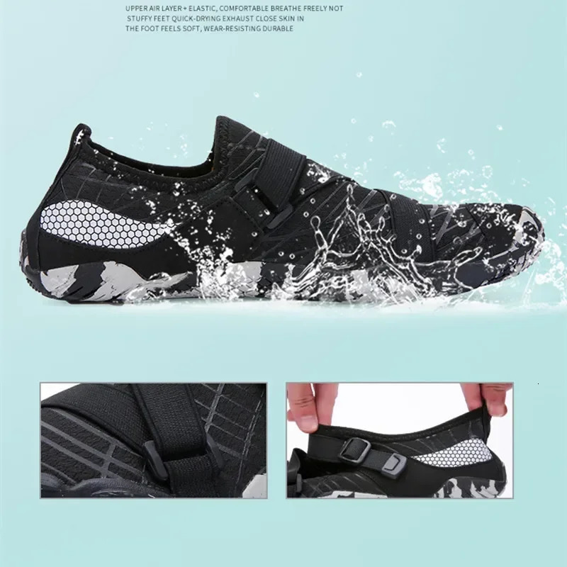 Elastic Men Women Seaside Surfing Aqua Shoe Quick-Dry Breathable Wading Shoe Antiskid Beach Barefoot Upstream Water Shoe Outdoor 250613