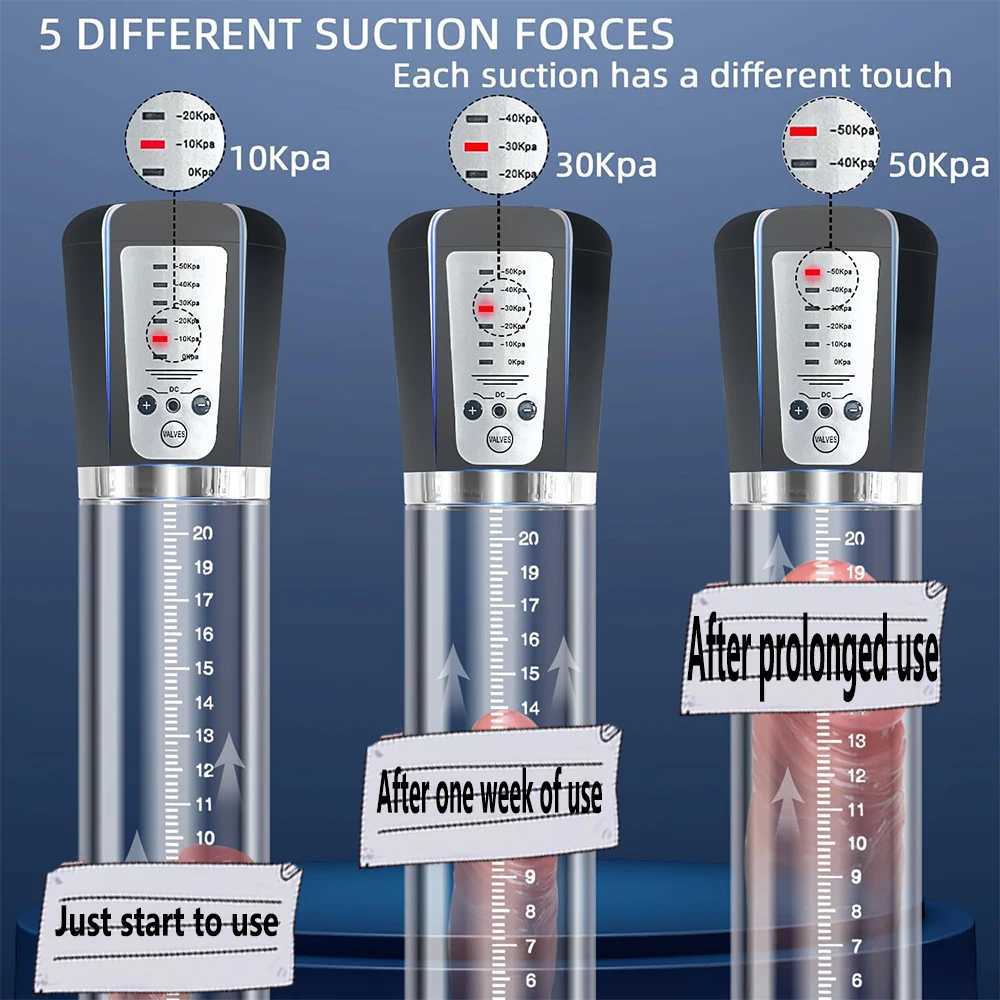 1 PCS Penis Vibrator Enlargerment Vacuum Pump Erection Electric Automatic Penis Enlargement Cock Extender Adult Sex Toys For Men W250618