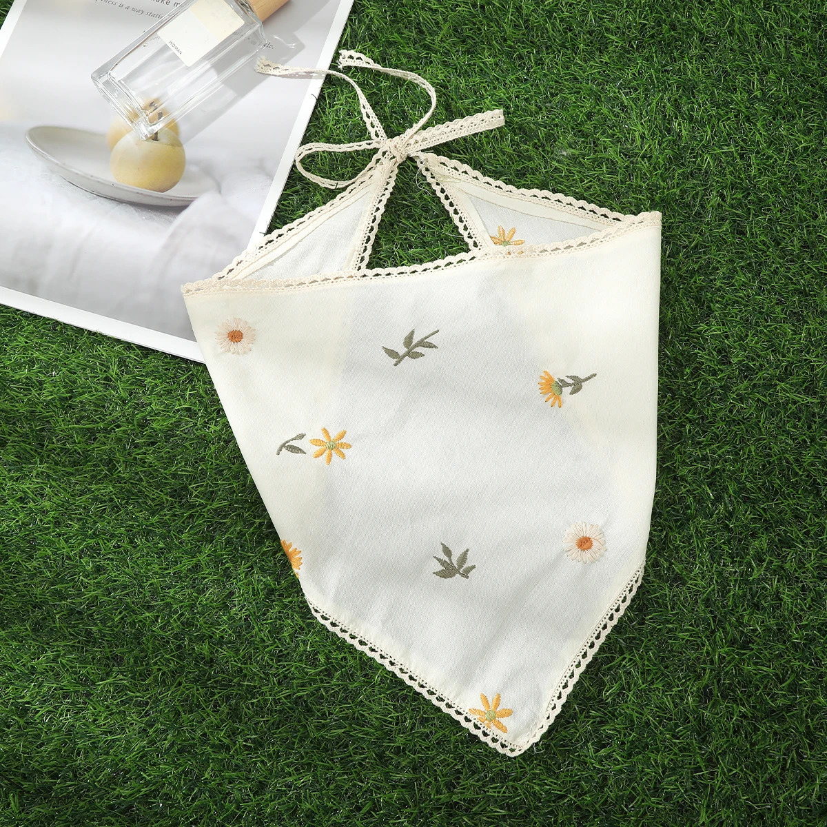 AWAYTR Beige Flowers Headband Hair Scarf Bands for Women Party Headwear Cartoon Print Bandana Turban Hairband Headpiece 250617