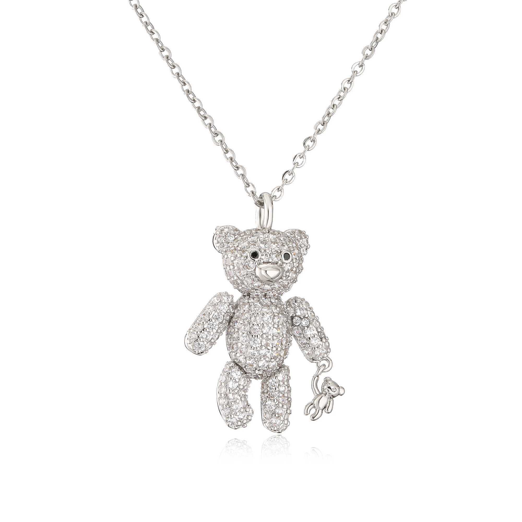 HECHENG New Bear Necklace for Women Fashion Jewelry Bear Pendant Necklace Design Pave Setting Zircon Copper Jewelry Wholesale W250618