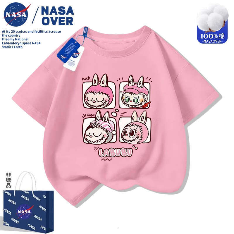 NASA Children's Labubu Short T-Shirt Summer New Cute Half Sleeve Top Boys and Girls Clothing