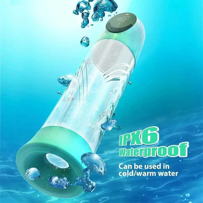IPX7 Electric Vacuum Waterproof LCD Display 4 Pressure Levels 9 Suction Training Penis Extender Bigger Penis Pump Male Sex Toys W250618
