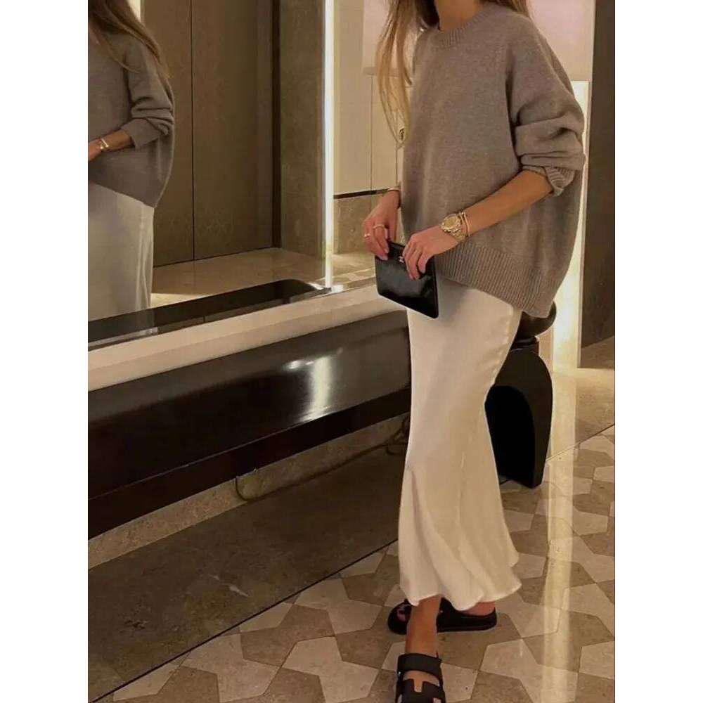 Wear TRAF Woman Satin High Waist Long For Women Summer Black Midi Skirt Office Elegant Women's Skirts
