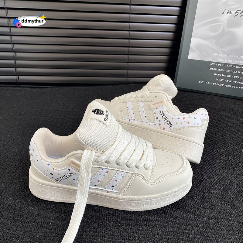 Zhao Lusi Thick-Soled White Sneakers 2025 New Spring Campus Style Street Fashion Casual Bread Shoes for Women ddmythur