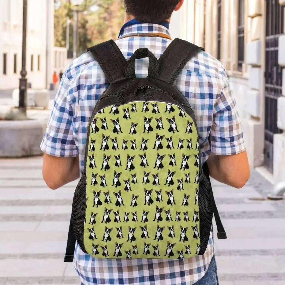 Customized Boston Terrier Pattern Backpack Men Women Fashion Bookbag For School College Bags