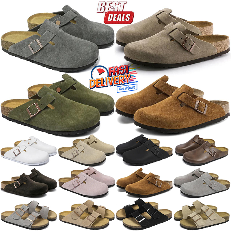 Free Shipping birkinstocksandal designer slippers men women clogs suede leather mens slides outdoor comfortable sandals black brown grey pink olive flips flops