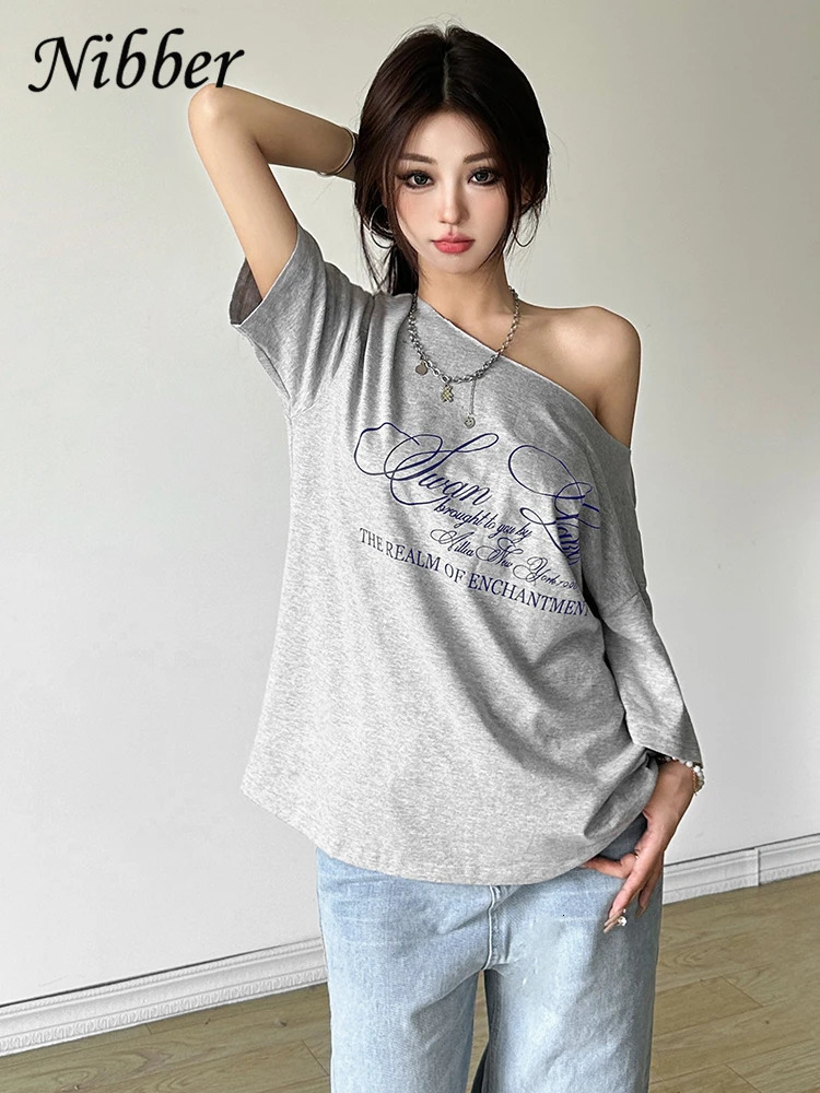 Nibber Casual Relax Woman T-shirt Letter Women Versatile Street Atmosphere Style Fashionable Chick Summertime Tops 250618