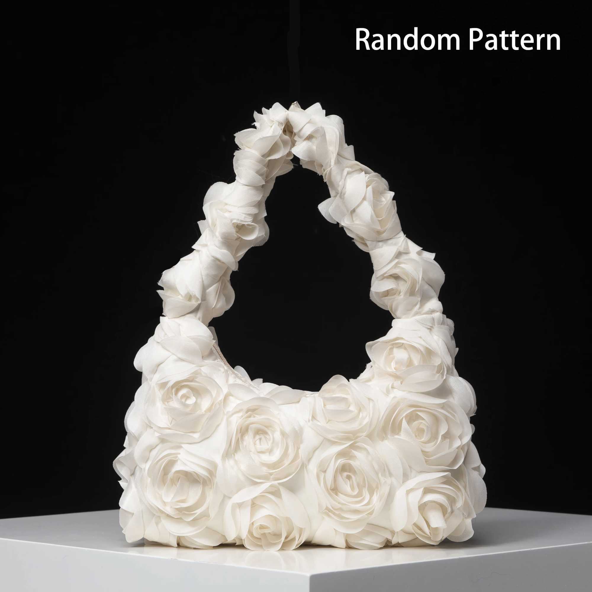 Rose Flower Shoulder Bag Tote Bags for Ladies Moon Bag Paorm Dresses for Women Wedding Items Party Bag (Random Pattern) Z250618