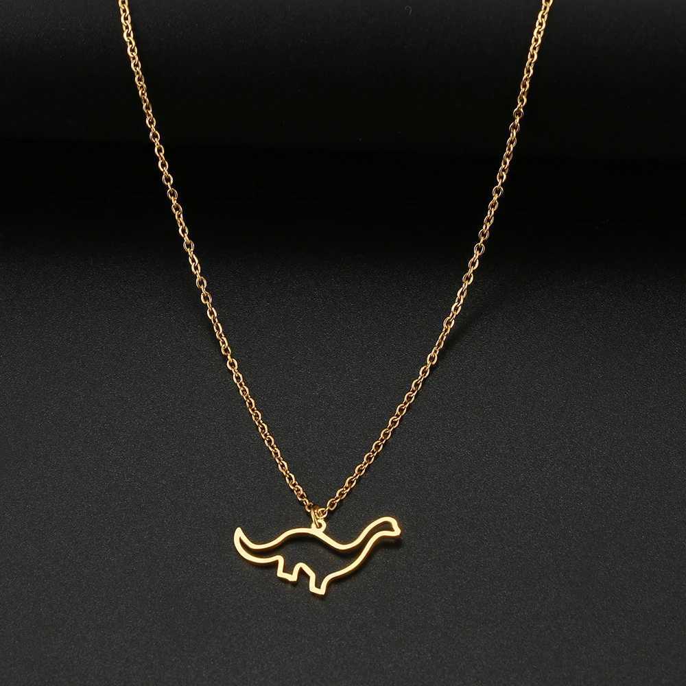 Stainless Steel Necklaces Hollow Dinosaur Animal Pendant Mens Chain Choker Fashion Necklace For Women Jewelry Party Best Gifts W250618