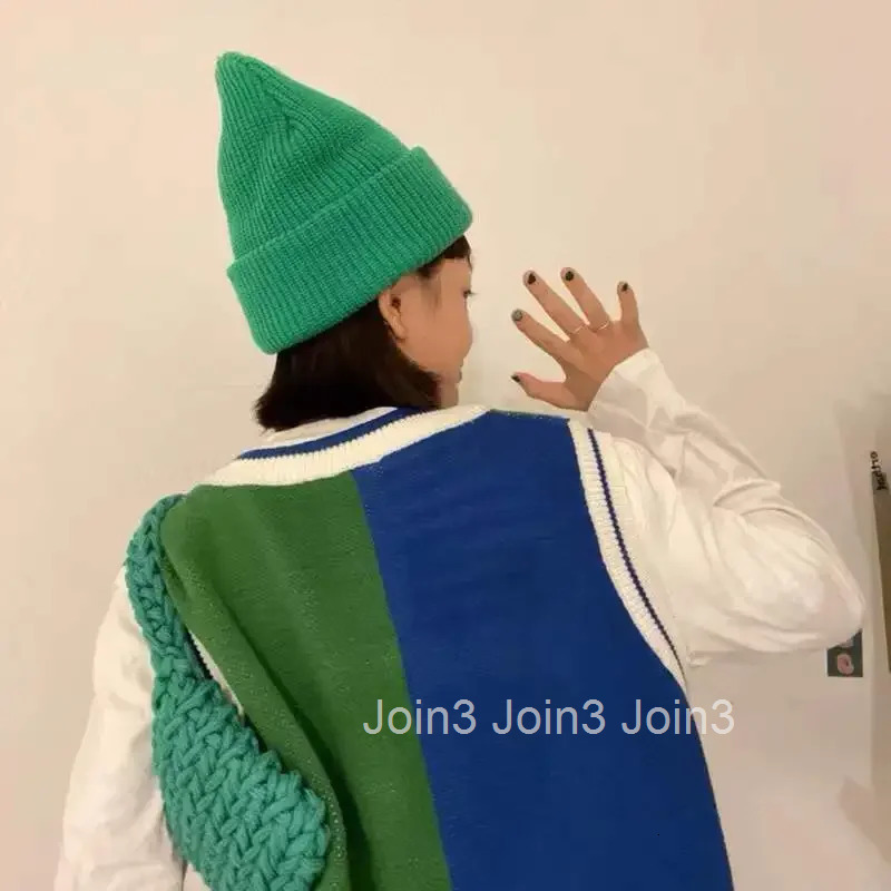 Green V-neck Vest Womens Sweater Plaid Long Knit Tops for Woman Winter 2025 90s Vintage Thermal Blouse Tall Aesthetic New In