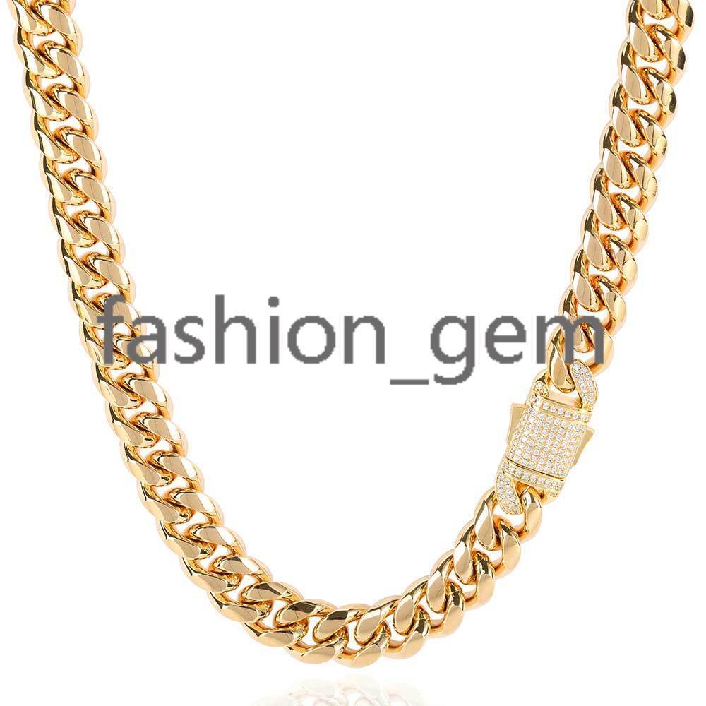 Fashion Hip Hop Jewelry 10/12mm Men Chunky 18k Gold Plated 925 silver 925 silver Necklace Cuban Chain