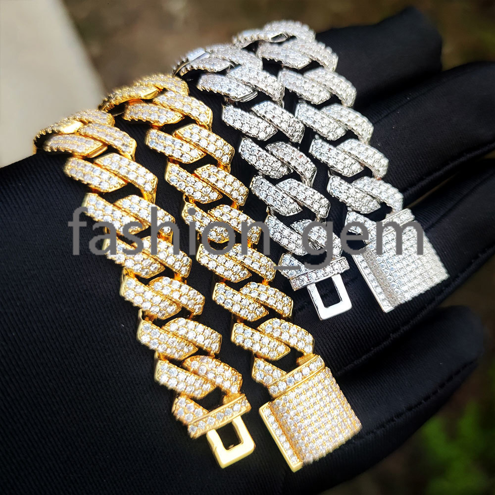 13mm Hip Hop Cadena Men Iced Out Cuban Link Chain Gold Prong Ice Cuban Necklace Women