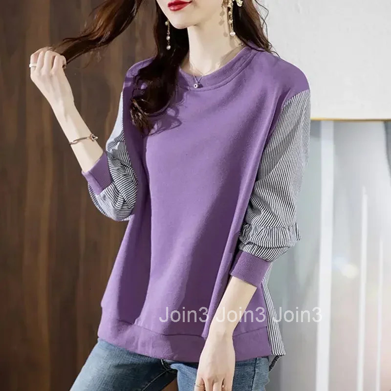 Pullovers Baggy Striped Plain Loose Female Top Y2k Style Sweat-shirt Novelty M Harajuku Fashion 2000s Casual Womens Sweatshirts