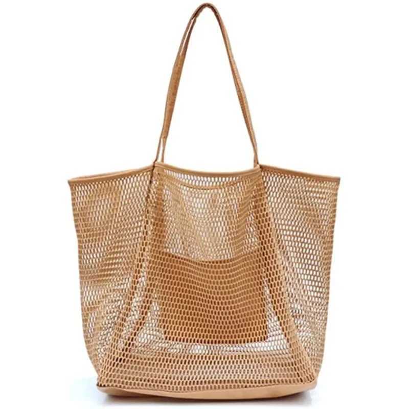 Wen Large Capacity Mesh Beach Travel Shoulder Bag Casual Shopper Totes Childrens Beach Toy Storage Bag Ladies Handbag Net Bag B250618