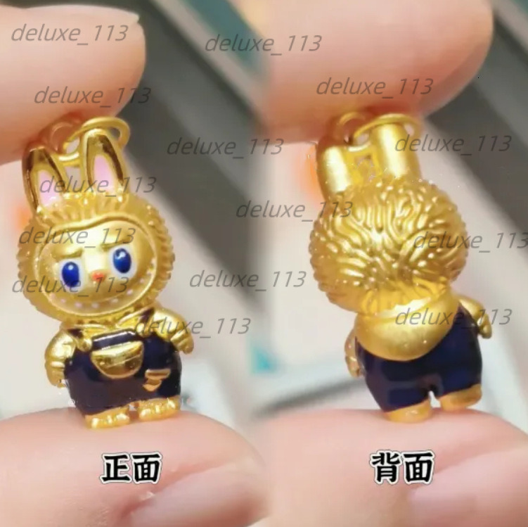 2D Cartoon Doll Labubu ~ Couple Necklace Light Small Pendant Niche Fashion Clavicle Chain