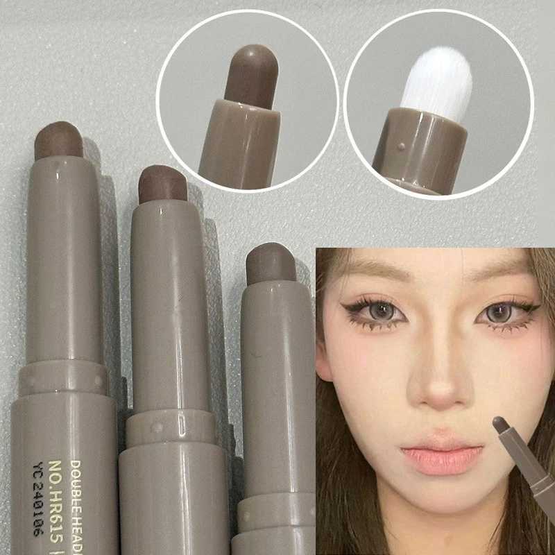 Double Head Contour Stick Bronzer with Brush Face Nose Shadow Cream Contour Pen Waterproof Lasting Contouring Makeup Cosmetics XJ250618