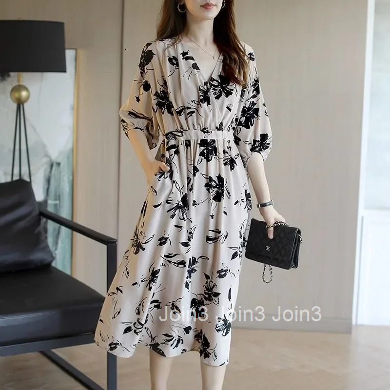 Woman Dress Midi Soft Flower Dresses for Women Floral Outfits Clothes Harajuku X One-piece 2025 Fashion Korean Style Pieces Xxl