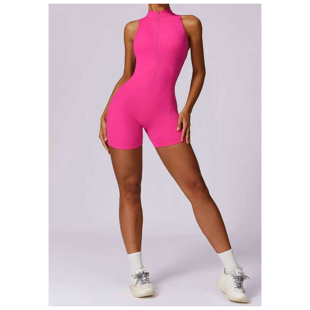 Set New Activewear Clothing for Women Quick Dry Half Zipper Gym Fiess Sweat Workout Suit Yoga Jumpsuit Shorts