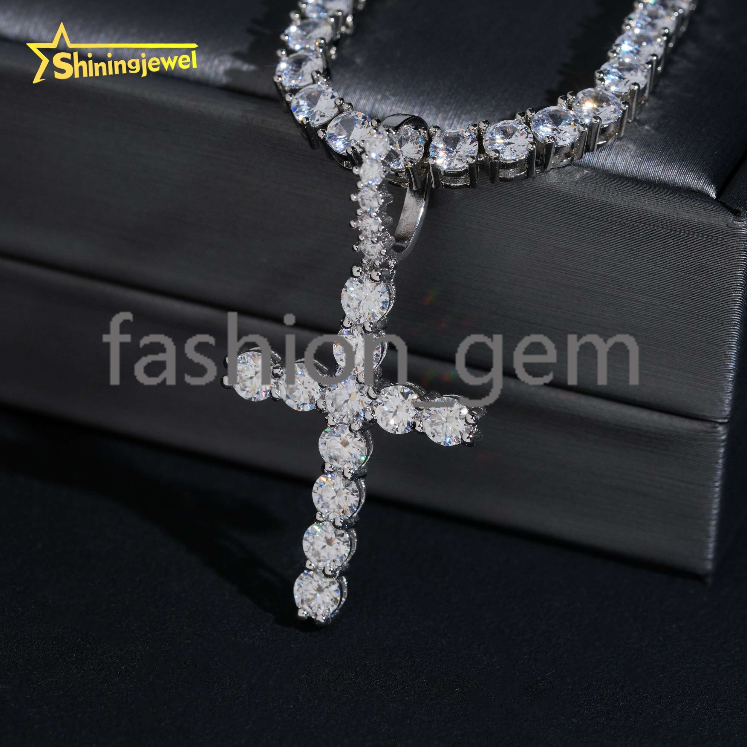 4MM VVS Moissanite Diamond Custom Hip Hop Jewelry Hand Made Pendant 925 Silver Iced Out Cross Pendants for Men Women Pass Tester