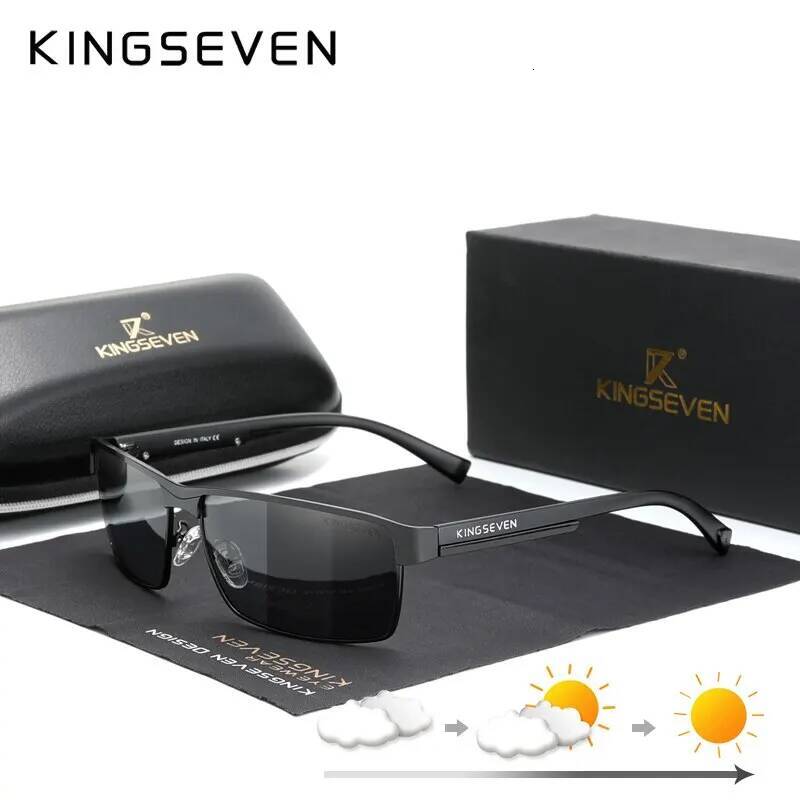 KINGSEVEN Men Polarized Photochromic Sunglasses Design Women Chameleon Sun Glasses UV400 Anti-glare Driving Square Eyeglasses