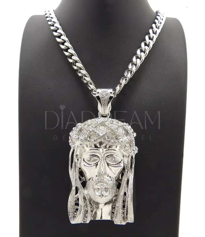 Trendy Moissanite Diamond Face Pendant 925 Sterling Silver Cuban Chain for Wedding Engagement Gift Hip Hop Style Necklace
