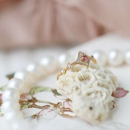 "Tuileries Garden" French Rose Baroque Natural Pink Tourmaline Fashionable High-end Light Luxury Ring