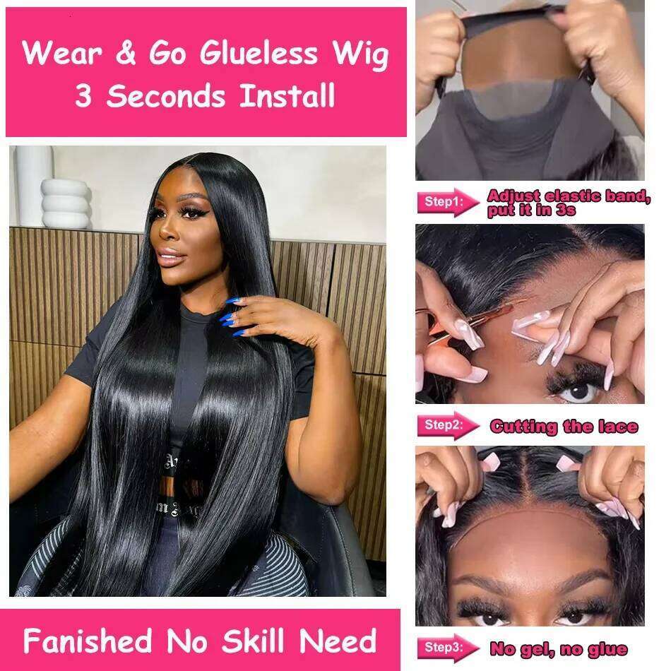 34 Inch Vieamese Bone Straight Glueless Wigs Human Lace Frontal 7x5 Ready to Wear Wig Preplucked Raw Virgin Hair
