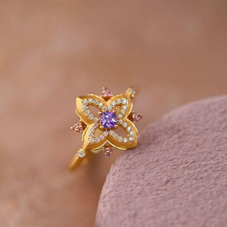 French Style New Zircon Palace High-end Sense Niche Temperament Light Luxury Adjustable Open Ring