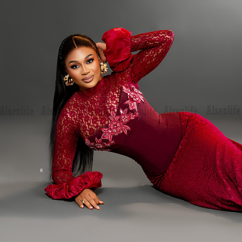 Red Evening Dresses Long Sleeves Lace African Mermaid Party Dress Occasion Prom Dress Customized