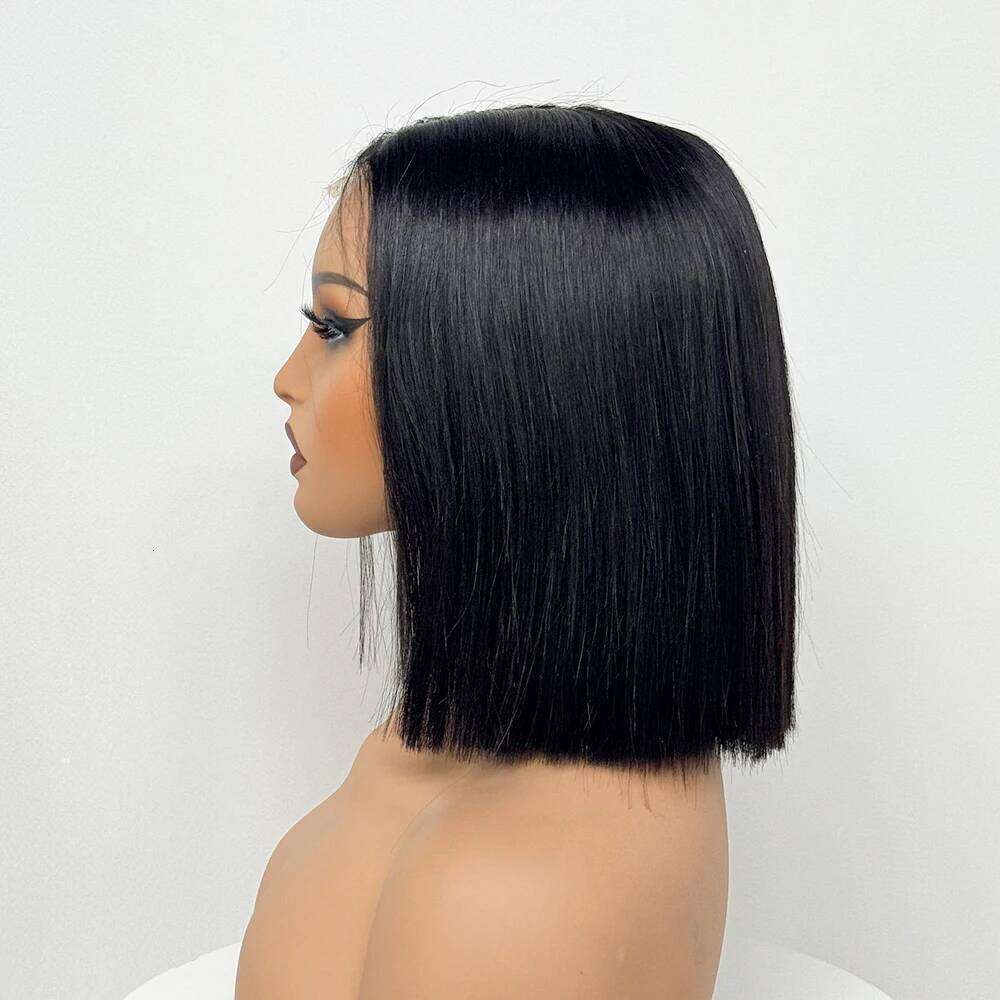 Real HD 5x5 Bob Wigs 2x6 Lace Closure Bone Straight 300% Density Super Double Drawn Human Hair Wig for Black Women