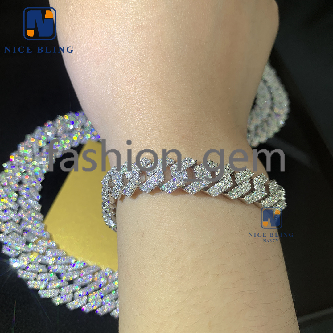 8mm 10mm Hip Hop Necklace Fashion Style S925 Vvs Moissanite Iced Out Jewelry Moissanite Diamond Cuban Link Chain