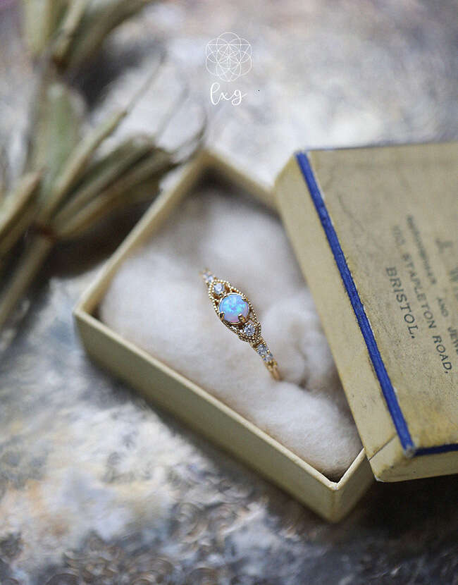 Eye of Horus Oil Painting-Like Beauty Iridescent Gold-Plated Opal Light Luxury Open Ring for Women