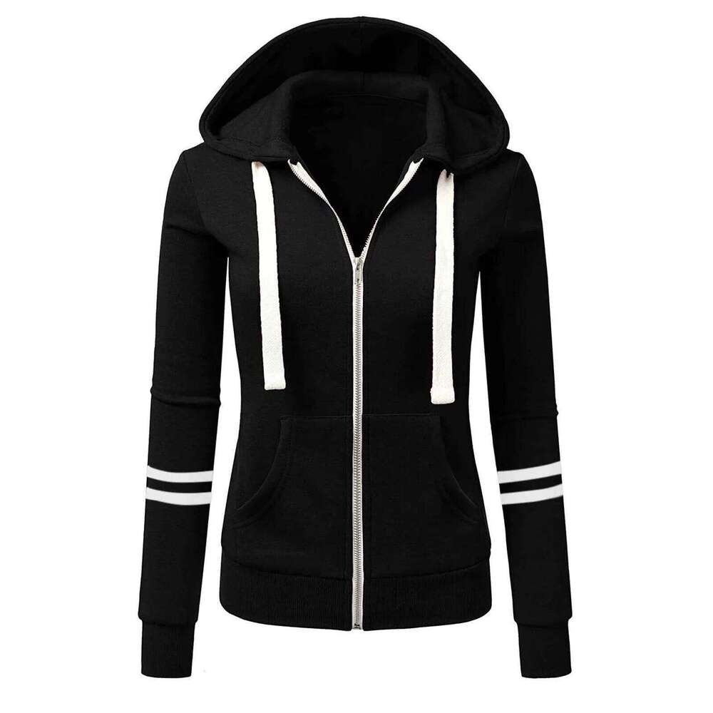 Trendy Female Zip-Up Hooded Sweater: Versatile Long Armwear Ideal for Cooler Weather