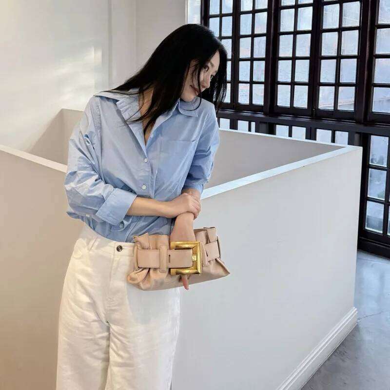 Vintage Tote Shoulder 2025 New belt buckle hand armpit bag High Quality pu Leather Commuter Underarm Bag