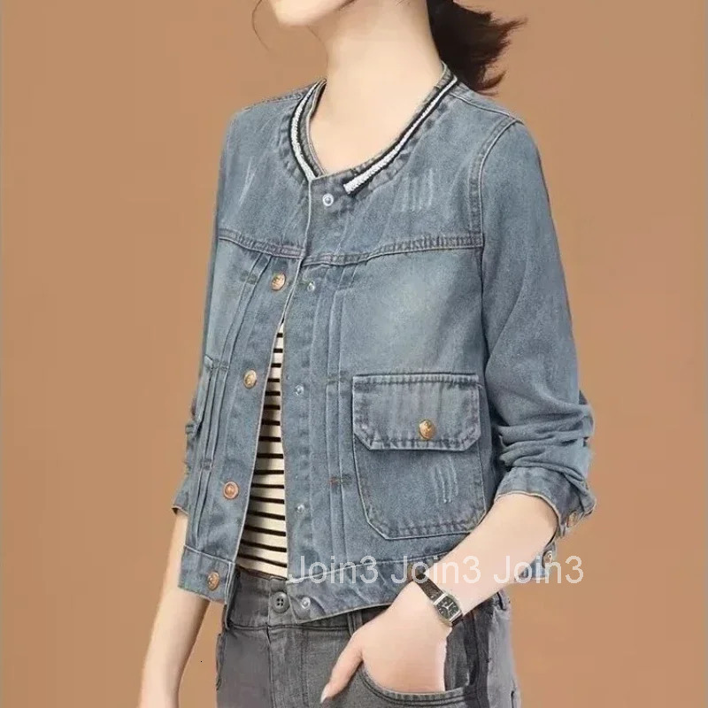 Denim Jacket for Women Loose Cowboy Coat Woman Long Sleeve Patchwork Designer Streetwear Harajuku Cowgirl Clothing Low Price