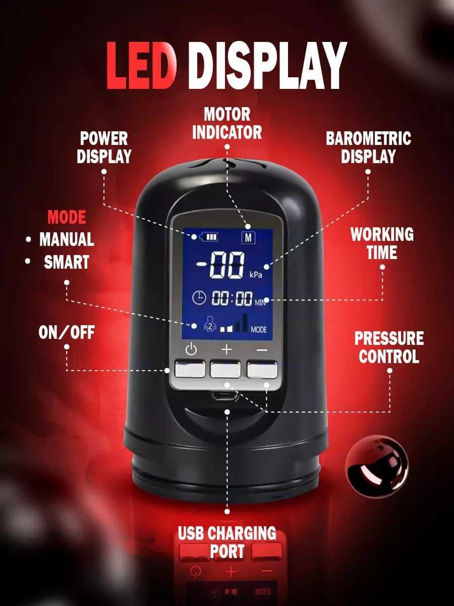 Electric Vacuum LED Penis Pump Enlargement Dick Pump Trainer Cock Extender Delayed Ejaculation Mens Sex Toy Mens Masturbator W250618