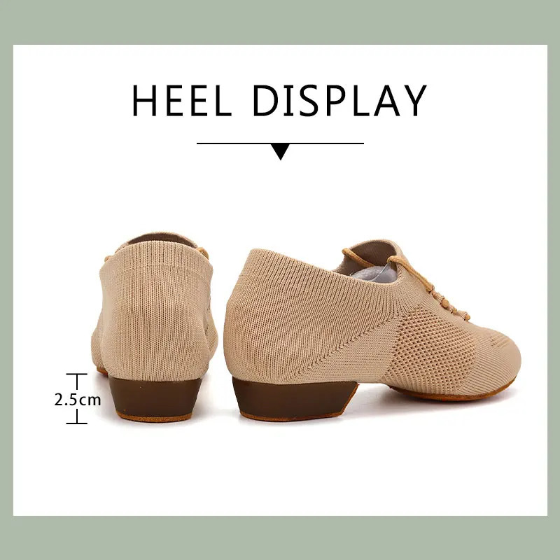 Women Dance Shoes Knitted Teacher Shoes Soft sole Low Heel Latin Training Shoes Ballet Dance Shoes Jazz Ballroom Sneakers Girls 250613