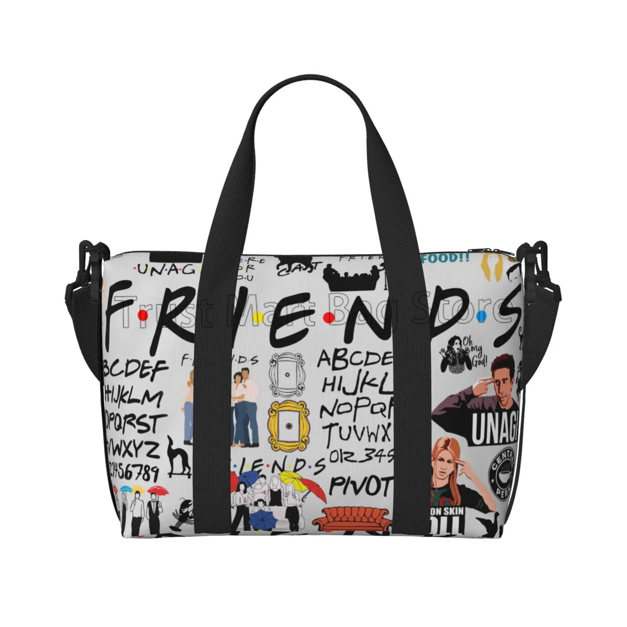 Classic Friends TV Central Perk Print Travel Duffle Bag Multipurpose Weekender Overnight Bags Unisex Waterproof Luggage Bag W250618