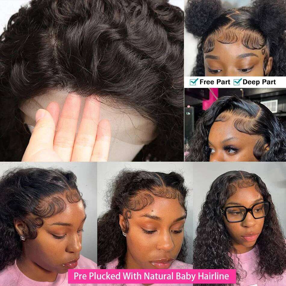 Linktowig Curly Short Bob 13x6 HD Human Hair Wigs Deep Wave 13x4 Transparent Lace Front 5x5 Closure Wig For Women